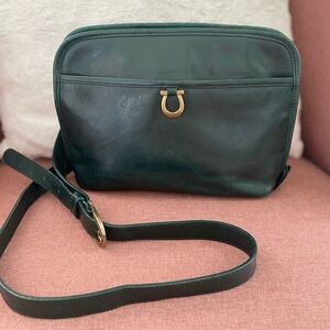 Rare Vintage Etienne Aigner Green Leather Purse Gold Detail Cross Body Handbag